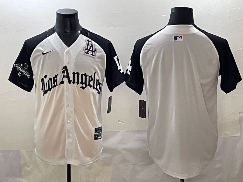 Men 2025 Los Angeles Dodgers Blank White black Five generations Joint Name Nike MLB Jersey style 120